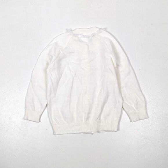 Vintage Nursery Rhyme Cardigan Girls Size 2-3T White Sweater Lightweight - Picture 3 of 5